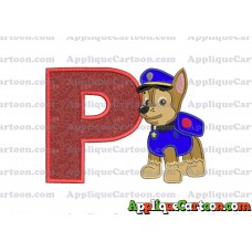 Chase Paw Patrol Applique Embroidery Design With Alphabet P