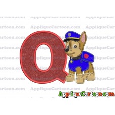 Chase Paw Patrol Applique Embroidery Design With Alphabet Q