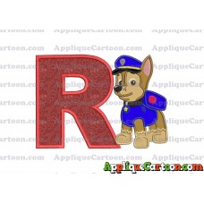 Chase Paw Patrol Applique Embroidery Design With Alphabet R