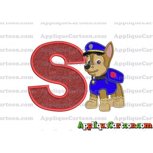 Chase Paw Patrol Applique Embroidery Design With Alphabet S