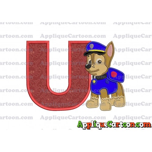 Chase Paw Patrol Applique Embroidery Design With Alphabet U