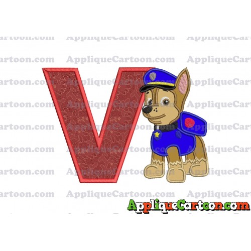 Chase Paw Patrol Applique Embroidery Design With Alphabet V