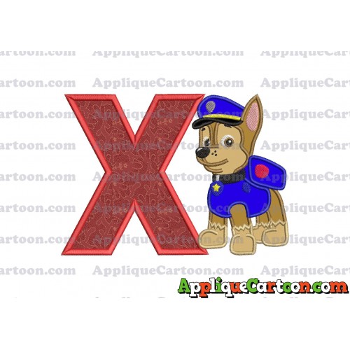 Chase Paw Patrol Applique Embroidery Design With Alphabet X