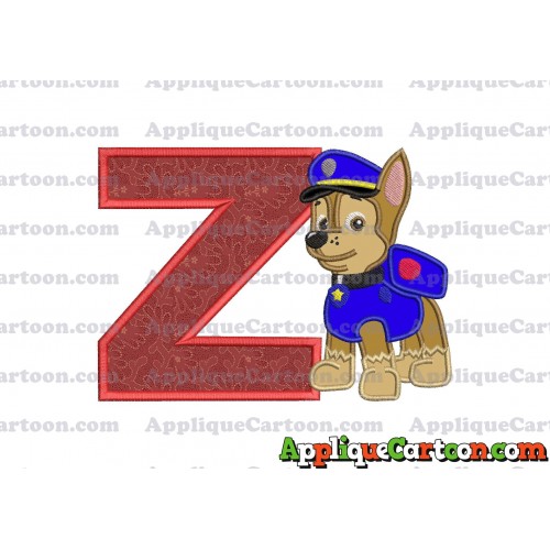 Chase Paw Patrol Applique Embroidery Design With Alphabet Z