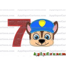Chase Paw Patrol Head Applique 01 Embroidery Design Birthday Number 7