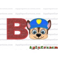 Chase Paw Patrol Head Applique 01 Embroidery Design With Alphabet B