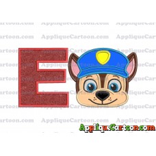 Chase Paw Patrol Head Applique 01 Embroidery Design With Alphabet E