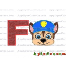 Chase Paw Patrol Head Applique 01 Embroidery Design With Alphabet F