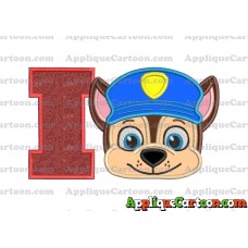 Chase Paw Patrol Head Applique 01 Embroidery Design With Alphabet I