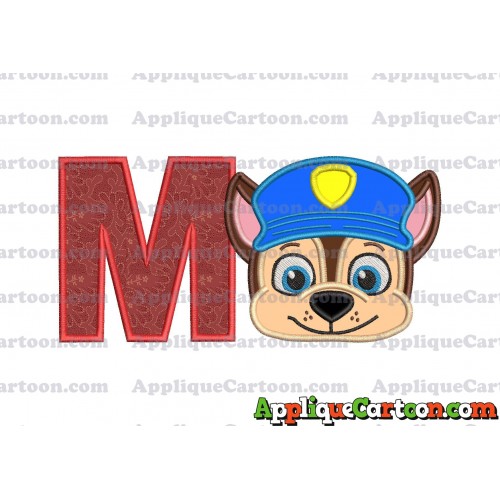 Chase Paw Patrol Head Applique 01 Embroidery Design With Alphabet M