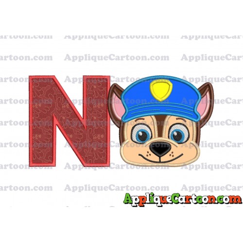 Chase Paw Patrol Head Applique 01 Embroidery Design With Alphabet N