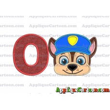 Chase Paw Patrol Head Applique 01 Embroidery Design With Alphabet O