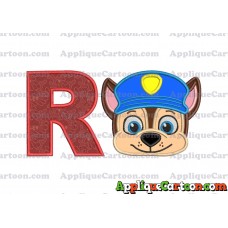 Chase Paw Patrol Head Applique 01 Embroidery Design With Alphabet R