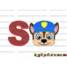 Chase Paw Patrol Head Applique 01 Embroidery Design With Alphabet S
