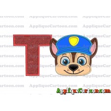 Chase Paw Patrol Head Applique 01 Embroidery Design With Alphabet T