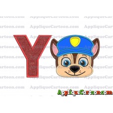 Chase Paw Patrol Head Applique 01 Embroidery Design With Alphabet Y