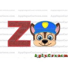 Chase Paw Patrol Head Applique 01 Embroidery Design With Alphabet Z