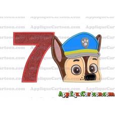 Chase Paw Patrol Head Applique 02 Embroidery Design Birthday Number 7
