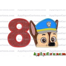 Chase Paw Patrol Head Applique 02 Embroidery Design Birthday Number 8