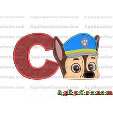 Chase Paw Patrol Head Applique 02 Embroidery Design With Alphabet C