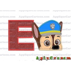 Chase Paw Patrol Head Applique 02 Embroidery Design With Alphabet E