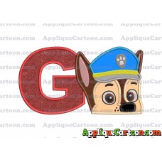 Chase Paw Patrol Head Applique 02 Embroidery Design With Alphabet G