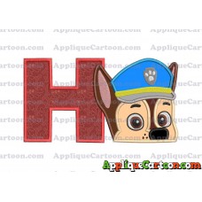 Chase Paw Patrol Head Applique 02 Embroidery Design With Alphabet H