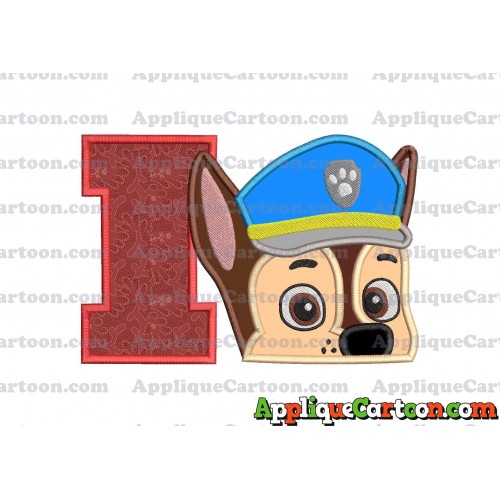 Chase Paw Patrol Head Applique 02 Embroidery Design With Alphabet I