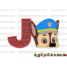 Chase Paw Patrol Head Applique 02 Embroidery Design With Alphabet J
