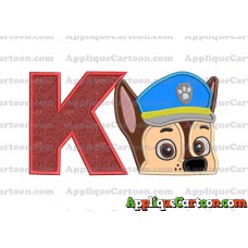 Chase Paw Patrol Head Applique 02 Embroidery Design With Alphabet K