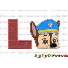 Chase Paw Patrol Head Applique 02 Embroidery Design With Alphabet L