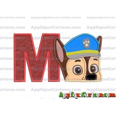 Chase Paw Patrol Head Applique 02 Embroidery Design With Alphabet M