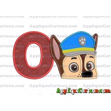 Chase Paw Patrol Head Applique 02 Embroidery Design With Alphabet O