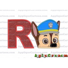 Chase Paw Patrol Head Applique 02 Embroidery Design With Alphabet R