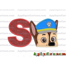 Chase Paw Patrol Head Applique 02 Embroidery Design With Alphabet S
