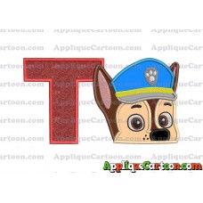 Chase Paw Patrol Head Applique 02 Embroidery Design With Alphabet T