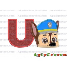 Chase Paw Patrol Head Applique 02 Embroidery Design With Alphabet U