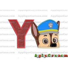 Chase Paw Patrol Head Applique 02 Embroidery Design With Alphabet Y