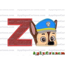 Chase Paw Patrol Head Applique 02 Embroidery Design With Alphabet Z