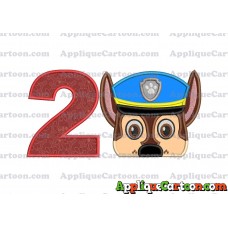 Chase Paw Patrol Head Applique 03 Embroidery Design Birthday Number 2