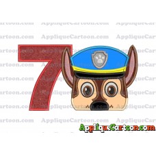 Chase Paw Patrol Head Applique 03 Embroidery Design Birthday Number 7