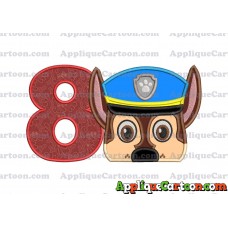 Chase Paw Patrol Head Applique 03 Embroidery Design Birthday Number 8
