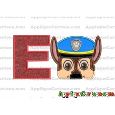 Chase Paw Patrol Head Applique 03 Embroidery Design With Alphabet E