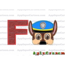 Chase Paw Patrol Head Applique 03 Embroidery Design With Alphabet F