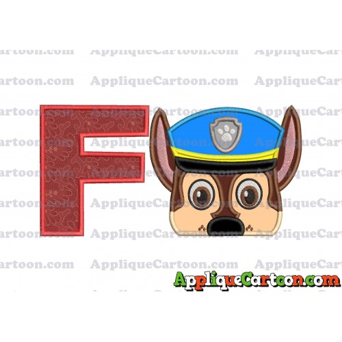 Chase Paw Patrol Head Applique 03 Embroidery Design With Alphabet F