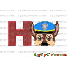 Chase Paw Patrol Head Applique 03 Embroidery Design With Alphabet H