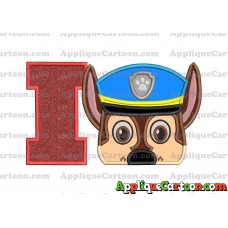 Chase Paw Patrol Head Applique 03 Embroidery Design With Alphabet I