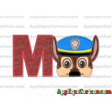 Chase Paw Patrol Head Applique 03 Embroidery Design With Alphabet M