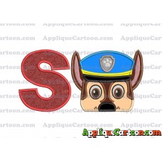 Chase Paw Patrol Head Applique 03 Embroidery Design With Alphabet S