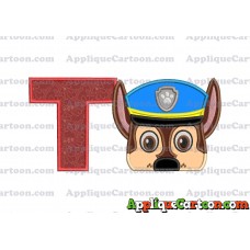 Chase Paw Patrol Head Applique 03 Embroidery Design With Alphabet T